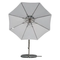 Outsunny Sonnenschirm Ampelschirm Ø2,67 x 2,45 m Kurbelschirm mit Doppeldach Kreuzbasis Stahl Outdoor Sonnenschutz Polyester Stahl Hellgrau(m-13)