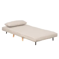 HOMCOM Poltrona Letto 3 in 1 con Schienale Reclinabile in 6 Posizioni, 94x78x80 cm, Beige(m-10)
