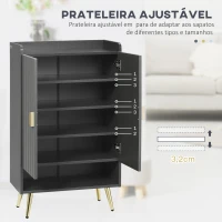 HOMCOM Sapateira com Prateleira Aberta e Prateleiras Ajustáveis para 15 Pares de Sapatos para Corredor Entrada 60x33x100 cm Cinza Escuro(m-5)