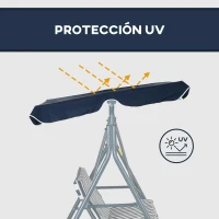 Outsunny Columpio Balancín de Jardín de 3 Plazas con Cojín Techo Ajustable y Marco de Acero 172x110x153 cm Rayas Azul y Blanco(m-8)