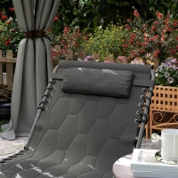 Outsunny Padded Sun Lounger, with Five-Position Reclining Back - Black(m-9)