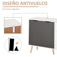 HOMCOM Aparador para Salón con 3 Puertas y Cajón Mueble Auxiliar para Salón Cocina Dormitorio 90x30x72 cm Blanco y Gris(m-5)