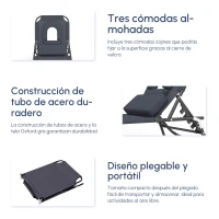 Outsunny Tumbona Plegable con Respaldo Regulable en 4 Posiciones Tumbona de Jardín con Almohada Marco de Acero y Tela Oxford para Camping Playa Terraza Carga 120 kg 190x56x28 cm Gris(m-7)