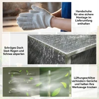 Outsunny Gartenschuppen aus Metall, verzinkter Stahl, verschließbare Tür, leichte Montage, 142 x 184 x 165/181 cm, Grau(m-8)