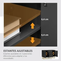 HOMCOM Aparador para Salón con 3 Cajones 2 Puertas y Estante Ajustable Mueble Auxiliar para Salón Antivuelco 120x40x76 cm Negro(m-6)