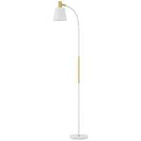 HOMCOM Lámpara de Pie LED con Altura Ajustable y Pantalla para Lectura 49x21x127-160 cm Blanco y Dorado(m-11)