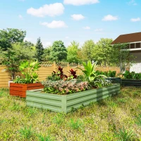 Outsunny Stahl-Hochbeet, offener Boden, einfacher Aufbau, 241L x 90,5B x 30H cm, Grün(m-7)