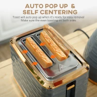 HOMCOM 3000W 1.7L Rapid Boil Kettle & 2 Slice Toaster, Kettle and Toaster Set with 7 Browning Controls and Crumb Tray, Grey(m-6)