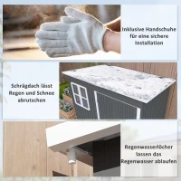 Outsunny Metalowy schowek na narzędzia ogrodowe, z oknem, szerokie drzwi, 260 x 177 x 190 cm, Ciemnoszary(m-7)