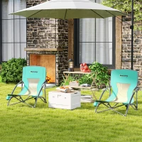 Outsunny Conjunto de 2 Sillas de Playa Plegables y Ligeras con Respaldo de Malla Reposabrazos y Bolsa 58x55x62 cm Azul Oscuro(m-9)