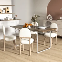 HOMCOM Mesa de Comedor Extensible de 120-160 cm Diseño Rústico con Tablero de Madera Vintage y Patas Metálicas en U Marrón(m-2)