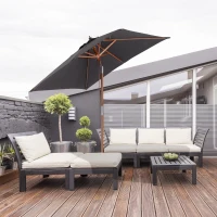 Outsunny Parasol de jardin extérieur Parasol rectangulaire inclinable bois polyester haute densité 2L x 1,5l x 2,3H m gris foncé(m-2)