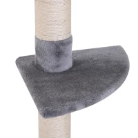 PawHut Albero Tiragraffi a 4 Livelli ad Altezza Regolabile, in Truciolato, Peluche e Sisal, 40x34x230-260 cm, Grigio(m-9)