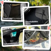 PawHut Hondenbuggy - Huisdierenwagen voor Kleine Honden en Katten, Met Opbergmand, Klikmechanisme voor Inklappen, Grijs(m-8)