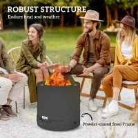 Outsunny Metal Wood-burning Fire Pit with Fire Poker - Black(m-5)