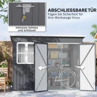 Outsunny Metalowy schowek na narzędzia ogrodowe, z oknem, szerokie drzwi, 260 x 177 x 190 cm, Ciemnoszary(m-6)