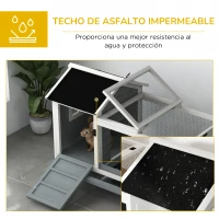 PawHut Jaula para Conejos con Ruedas Techo Abatible y Bandeja Extraíble para Interior y Exterior 108x58x73,5 cm Gris(m-6)