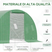 Outsunny Serra a Tunnel da Esterno 3x3x2m con Copertura in PE, Porta con Cerniera e 4 Finestre, Verde(m-4)