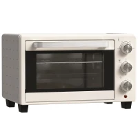 HOMCOM Mini Forno Elétrico 21L 1400W com Temporizador até 60min e Temperatura Ajustável até 230℃ 46x38,5x29 cm Creme e Prata(m-1)