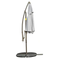 Outsunny Sonnenschirm Ampelschirm Ø2,67 x 2,45 m Kurbelschirm mit Doppeldach Kreuzbasis Stahl Outdoor Sonnenschutz Polyester Stahl Hellgrau(m-12)