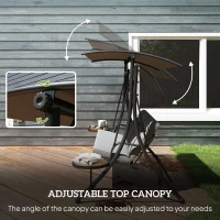 Outsunny Three-Seater Garden Swing, with Adjustable Canopy - Black/Grey(m-4)