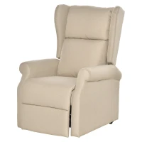 HOMCOM Fauteuil releveur inclinable avec Repose-Pied Fauteuil de Relaxation électrique Ajustable Lin Crème(m-10)