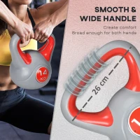 SPORTNOW Kettlebell, 14kg Kettle Bells with Handle for Home Gym Weight Lifting and Strength Training, Red and Grey(m-4)