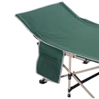 Outsunny Feldbett, Camping-Bett, klappbar, wetterbeständig, ink. Tragetasche, 190 cm x 68 cm x 52 cm, Grün + Beige(m-7)