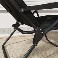 Outsunny Bain de soleil pliable transat inclinable 6 positions avec matelas + accoudoirs acier polyester 153 x 58,5 x 89 cm noir(m-9)