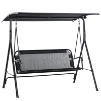Outsunny Baloiço de Jardim de 2 Lugares Baloiço com Teto Ajustável em Ângulo para Terraço Balcão Carga Máxima 200kg Aço 172x110x155cm Preto(m-11)