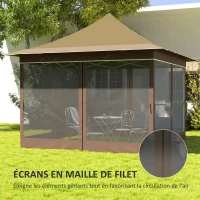 Outsunny Tonnelle de jardin 3,5 x 3,5 m, tente pliante avec 4 moustiquaires, hauteur réglable, sac de transport, beige(m-5)