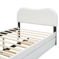 Letto imbottito 140x200 cm con letto estraibile, senza materasso, Bianco(m-6)