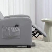 HOMCOM Sillón de Masaje Reclinable con Mando a Distancia Bolsillo Lateral y Temporizador Tapizado en PU 68x88x98 cm Gris Claro(m-8)