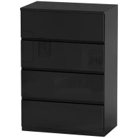 HOMCOM Cómoda con 4 Cajones Cajonera de Estilo Moderno para Dormitorio Entrada Salón 55x34x80 cm Negro(m-11)