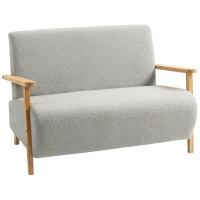 HOMCOM Small Sherpa Fabric 2 Seater Sofa Settee - Light Grey(m-11)