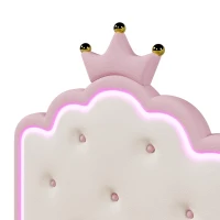 Lit rembourré 90x200 cm avec sommier à lattes, forme de princesse héritière, espace de rangement hydraulique,sans matelas, Rose(m-6)