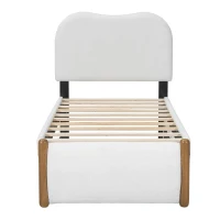Letto imbottito 90x200 cm con letto estraibile, senza materasso, Bianco(m-2)