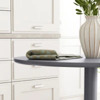 HOMCOM Esstisch für 2 Personen, runde Tischplatte, Stahlfuß, Grau, 70 x 70 x 75 cm(m-8)