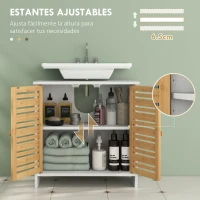 Conjunto de Muebles para Baño con Mueble para Lavabo Columna y Armario Auxiliar Estantes Ajustables Sistema Anti-vuelco(m-6)