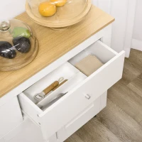 HOMCOM Buffet cuisine avec 2 tiroirs 3 portes et étagère réglable, pour cuisine, salle à manger, salon, 117 x 35 x 80 cm, blanc(m-8)