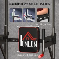 HOMCOM Power Tower Station with Dip Stand, Pull Up Bar Home Office Gym Training Workout Equipment(m-5)