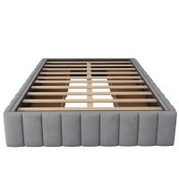 Lit rembourré 140x200 cm avec sommier à lattes, Gris