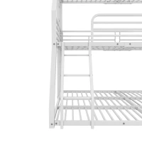 Lit triple superposé 90×200 cm, avec garde-corps et échelle, sans matelas, Blanc(m-7)