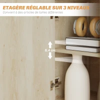 HOMCOM Buffet salon meuble de rangement avec placard à portes, étagère réglable et étagère ouvert, 60x30x81cm, bois naturel(m-6)
