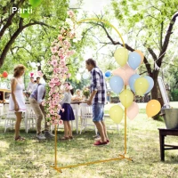 Outsunny Support d'arche de fond en métal doré pour mariage, 2,2 m, arche de jardin, mariage, arche de ballons floraux(m-7)