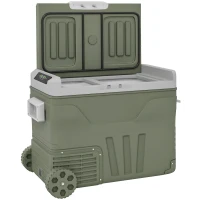 Outsunny Nevera Portátil Eléctrica 45L Refrigerador de Coche 12V/24V -20℃ a +20 ℃ con Pantalla LED Táctil 64,5x43,5x53 cm Verde(m-1)
