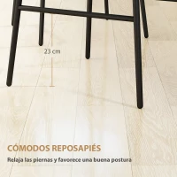 HOMCOM Conjunto de 2 Taburetes Altos de Cocina Taburetes de Bar con Respaldo y Asiento de Ratán para Bar Cocina Comedor Marrón(m-5)