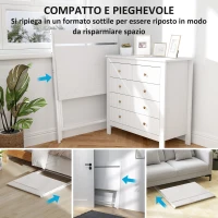 HOMCOM Scrivania Pieghevole con Ripiano per Monitor, 81.5x62x86.5 cm, Bianco(m-4)