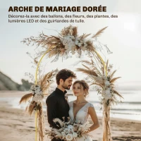Outsunny Support d'arche de fond en métal doré pour mariage, 2,2 m, arche de jardin, mariage, arche de ballons floraux(m-4)