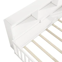 Letto 90×200 cm, lato del letto con vano contenitore, senza materasso, Bianco(m-6)